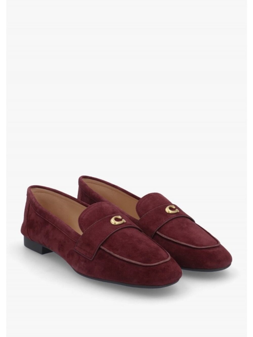 COACH Sculpted C Merlot Suede Loafers Women Size 7 Rubber Sole Slip On